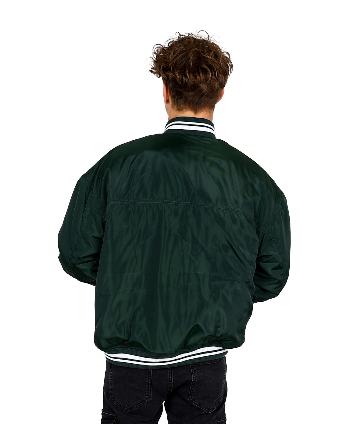 Bottle Green Oregon Typography Bomber Jacket