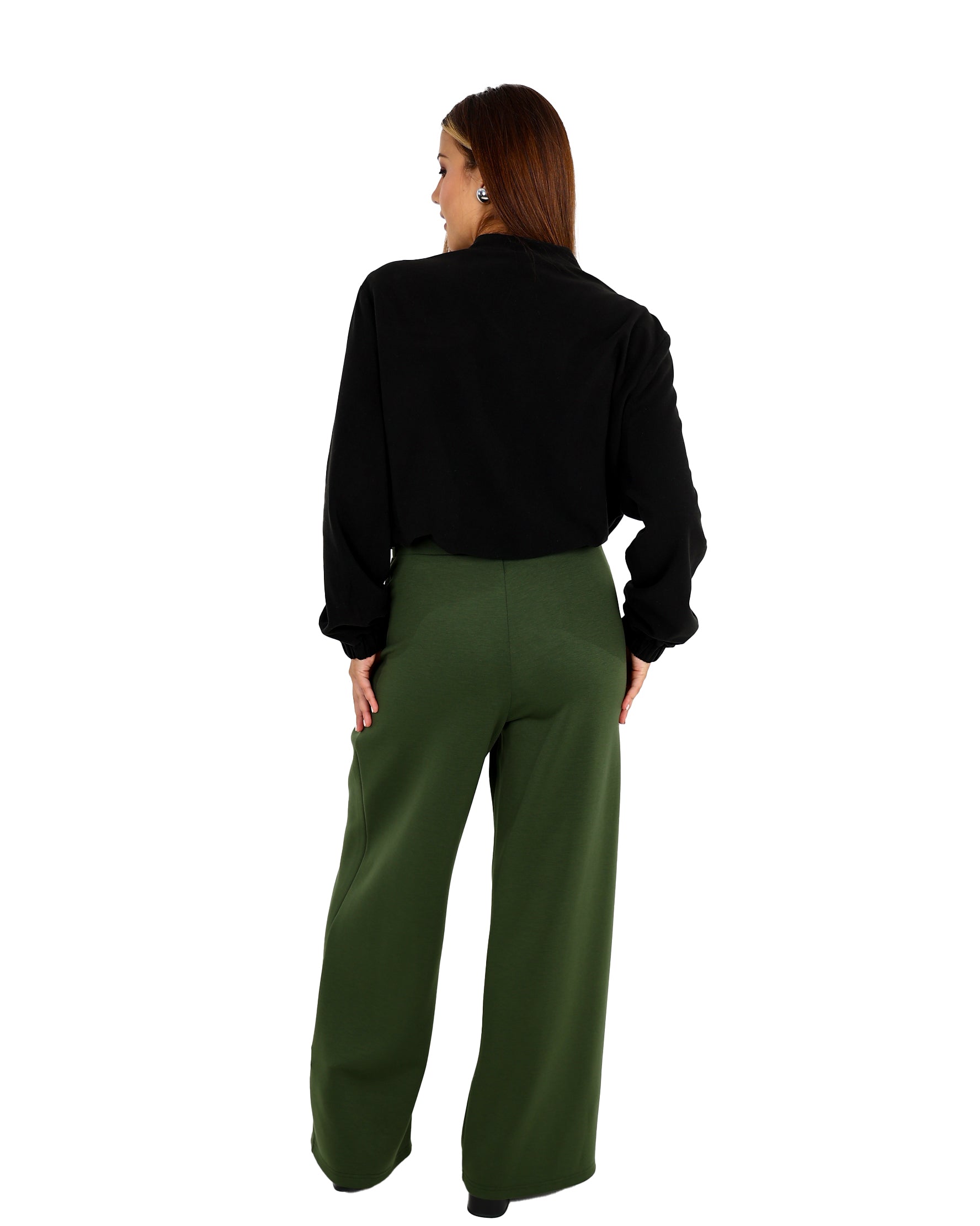 Olive Flared Scuba Pants