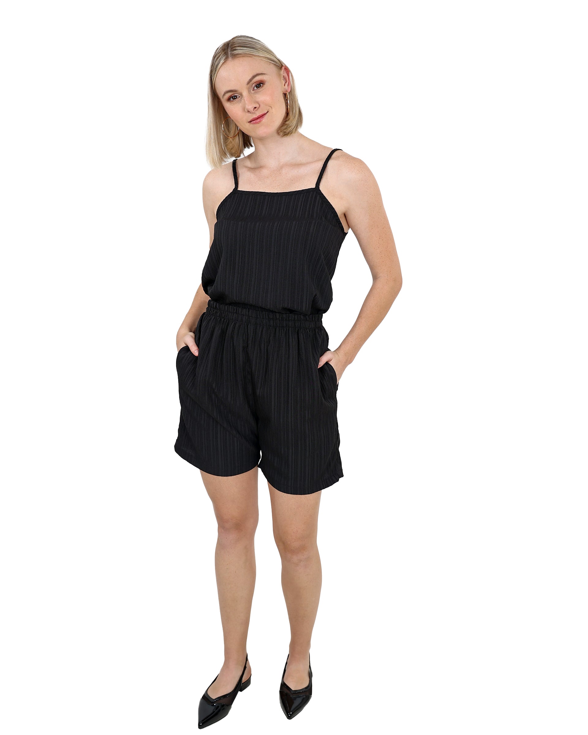 Black Elasticated Shorts