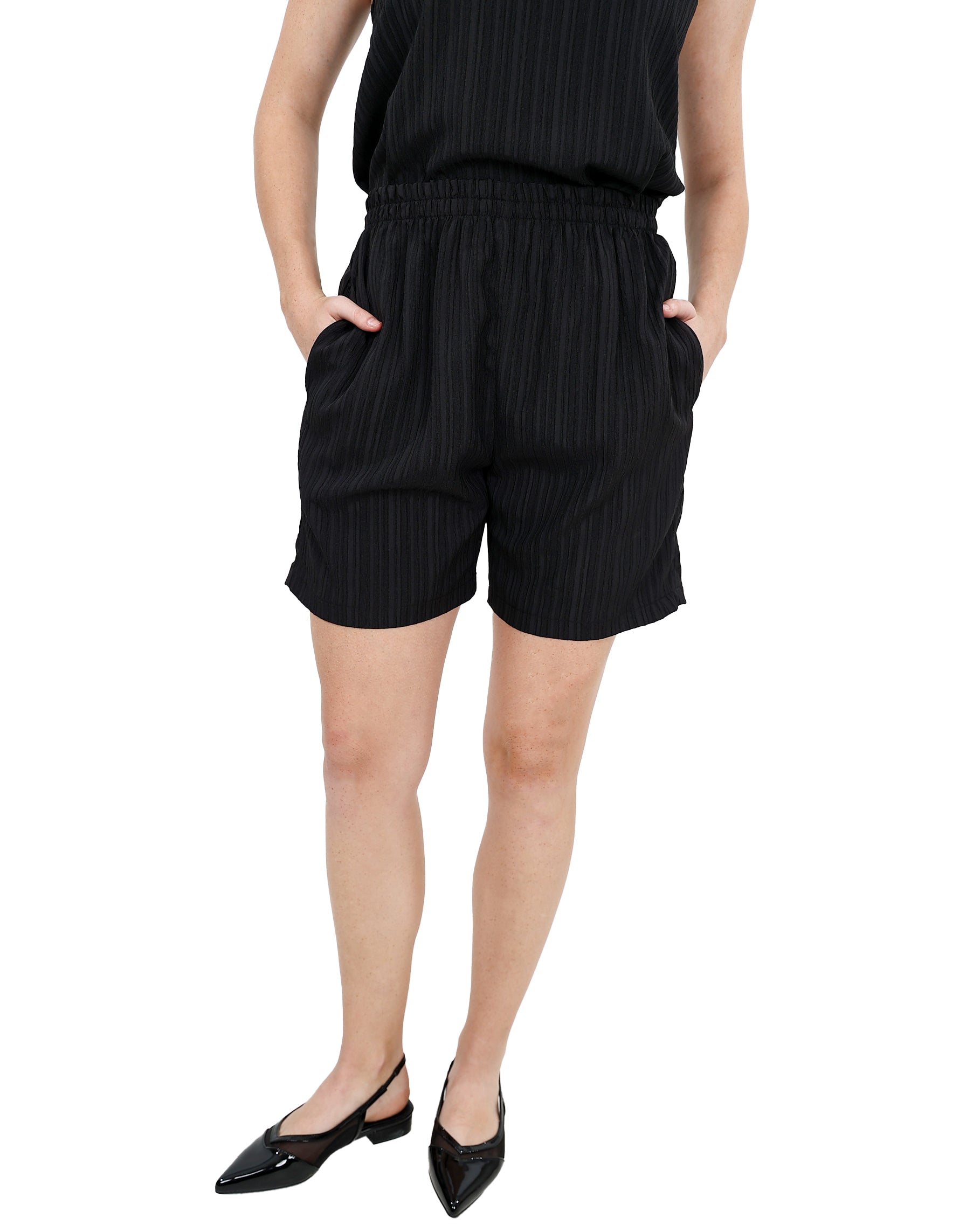 Black Elasticated Shorts