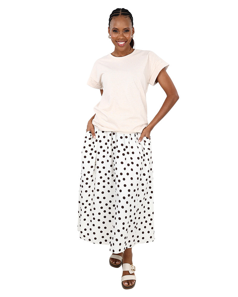 Cream Turn Back Short Sleeve T-Shirt