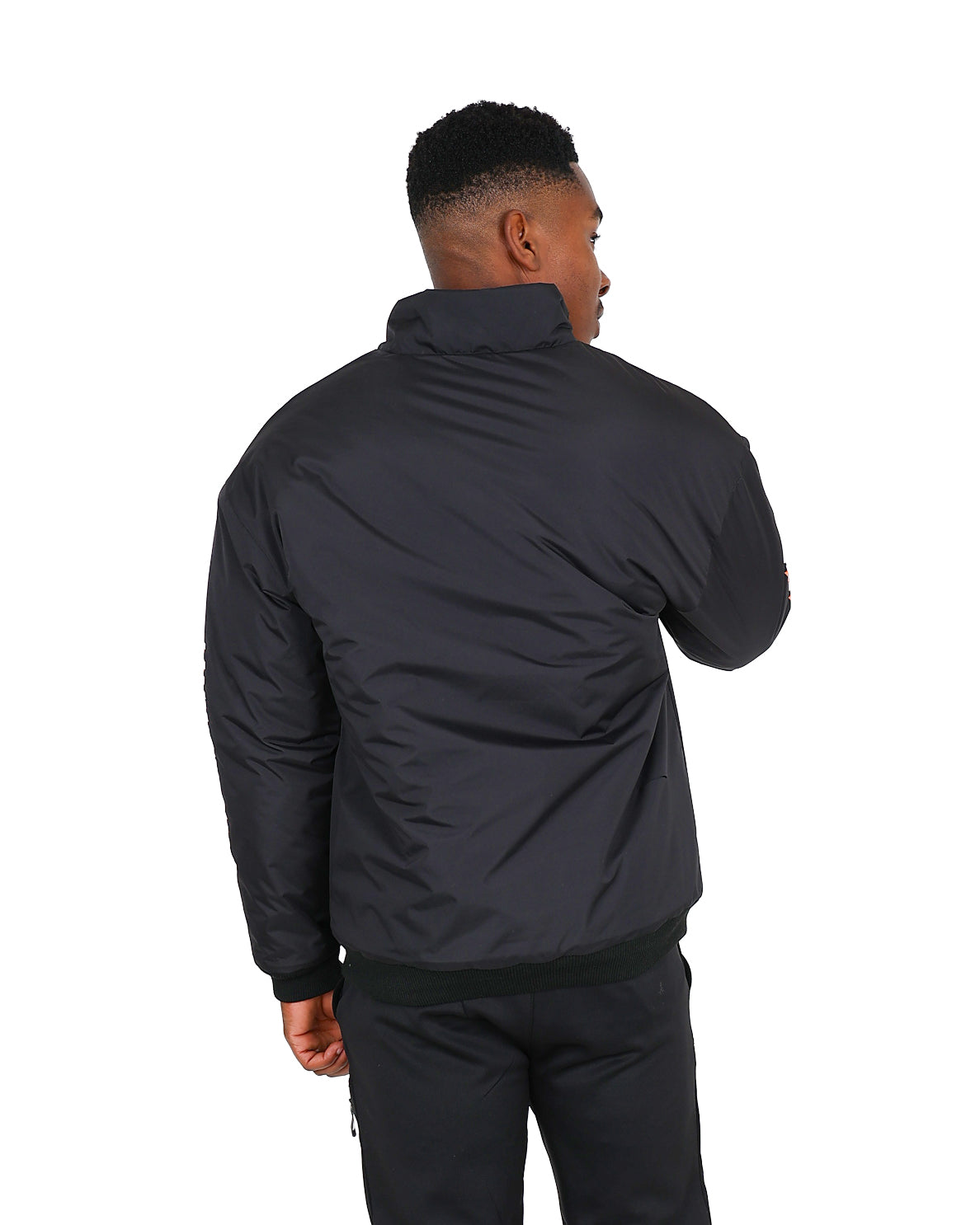 Black & Red Colour Block Racing Inspired Bomber Jacket