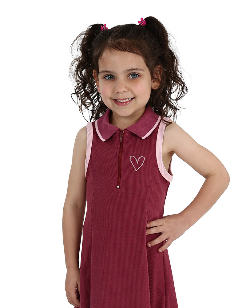 Berry Tennis Dress Inspired Zip Up Knee Length Dress