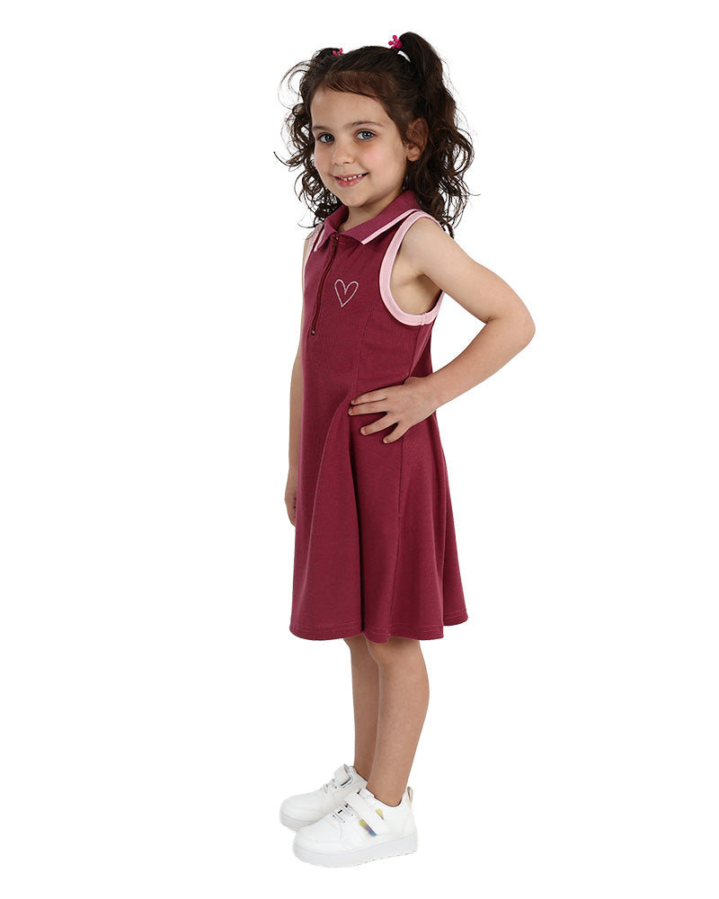 Berry Tennis Dress Inspired Zip Up Knee Length Dress