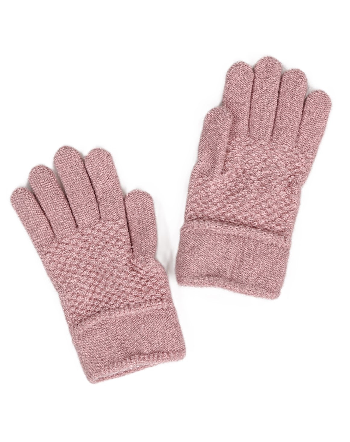 Pink Jacquard Design Gloves