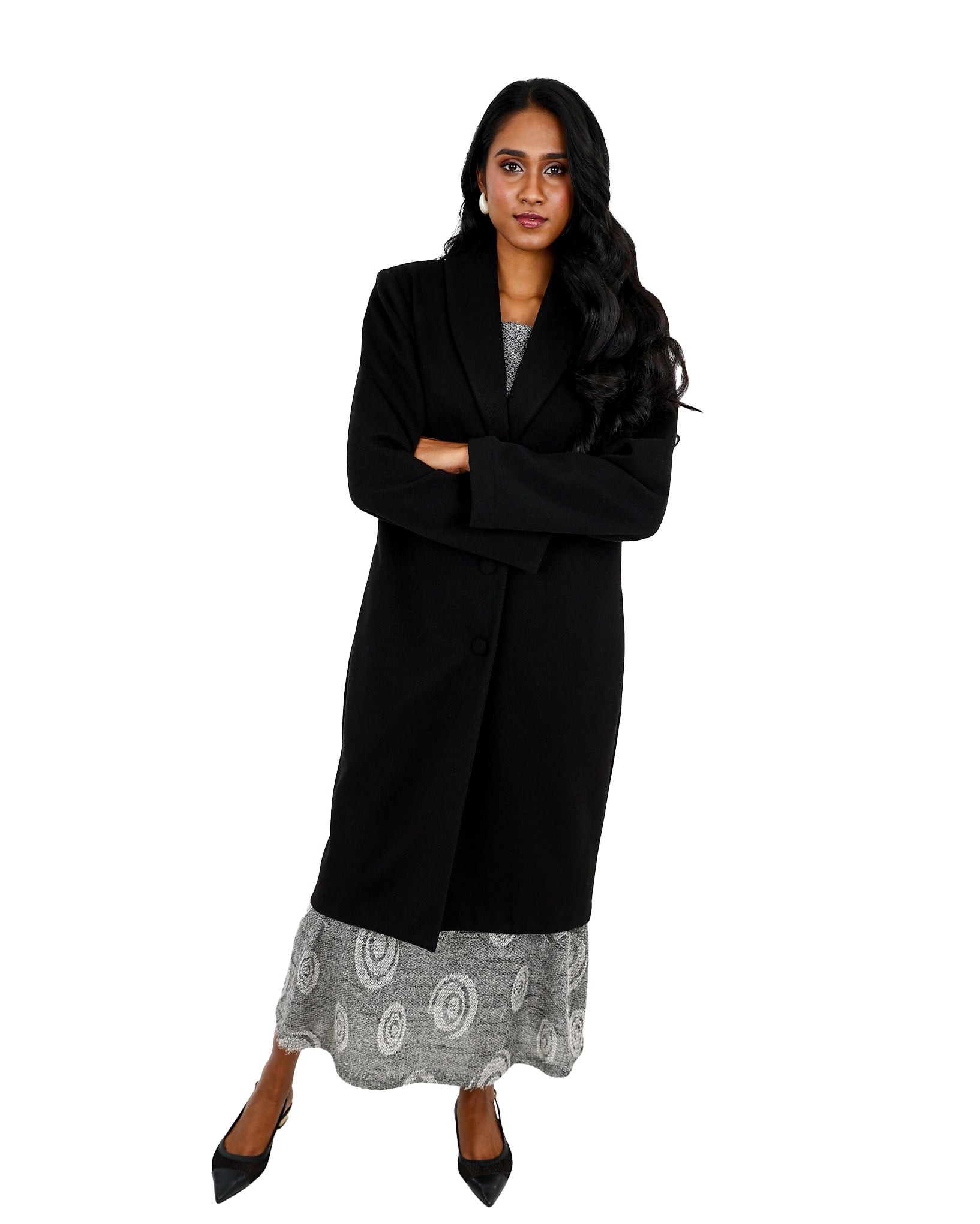 Black Twill Melton Coat