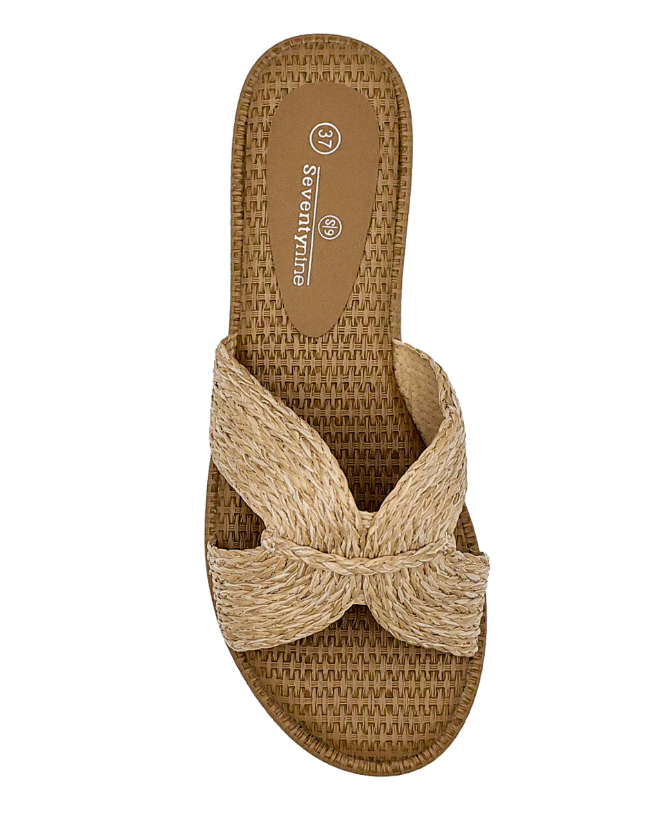 Brown Overlay H Band Mule Sandals