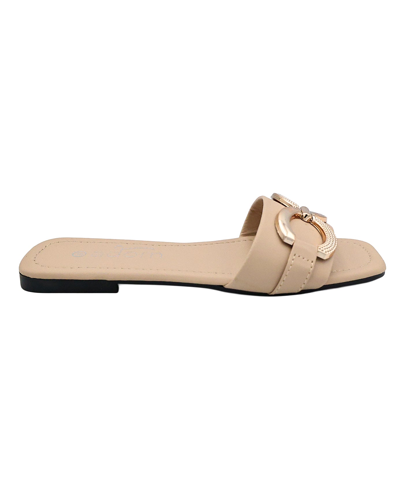 Bone Mule With Gold Buckle Accents