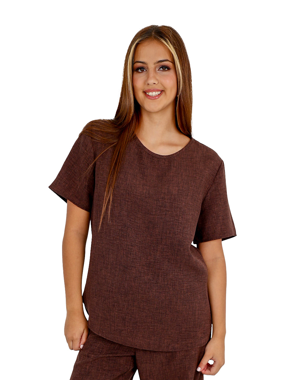 Chocolate Co-Ord Round Neck Blouse