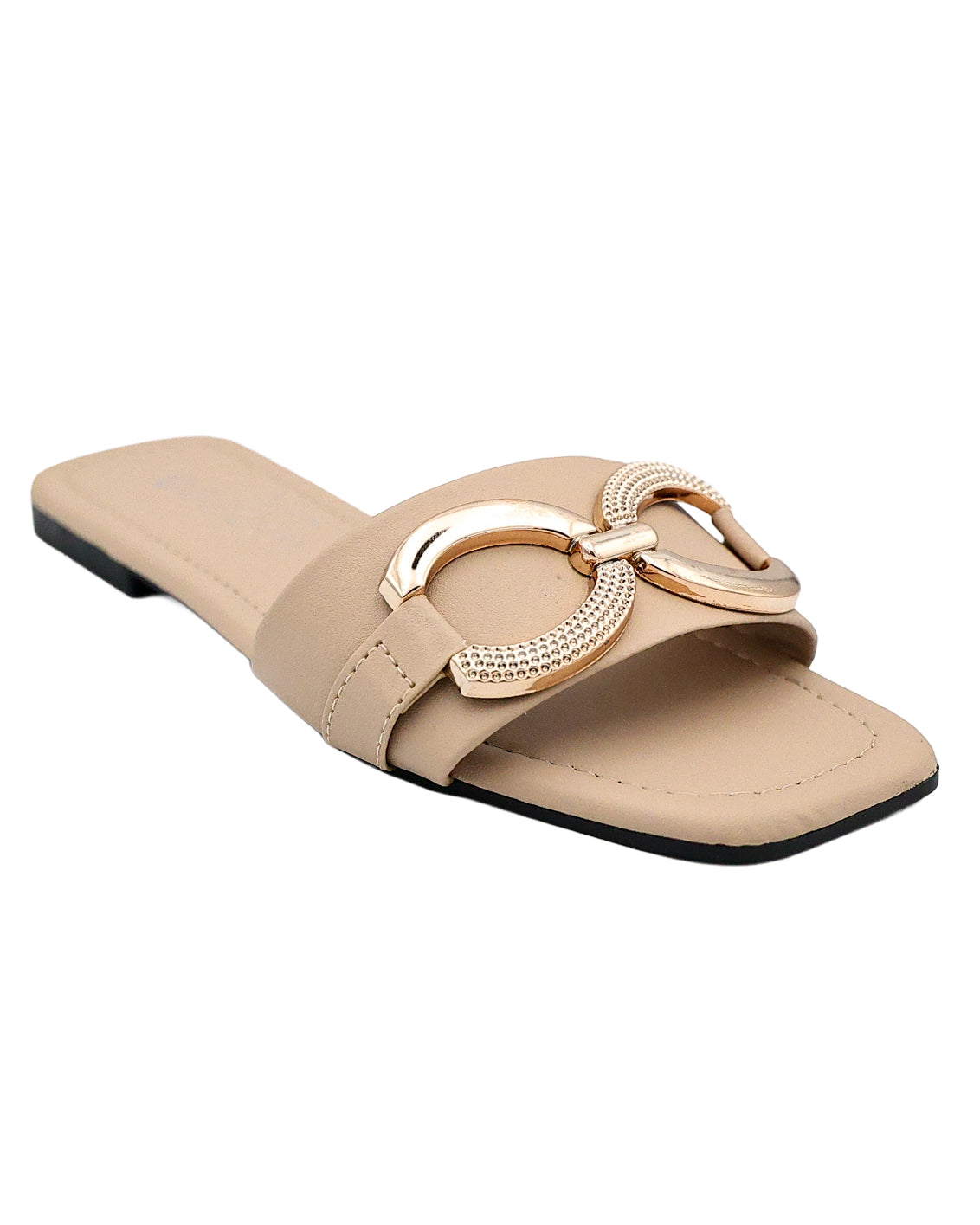 Bone Mule With Gold Buckle Accents