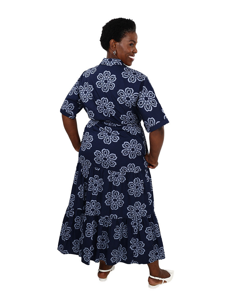 Short Sleeve Collared Midi Dress