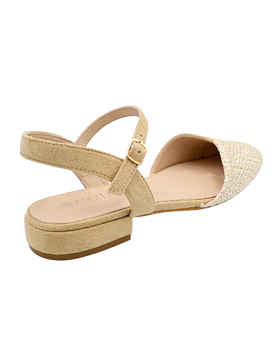Woven Ankle Strap Pump