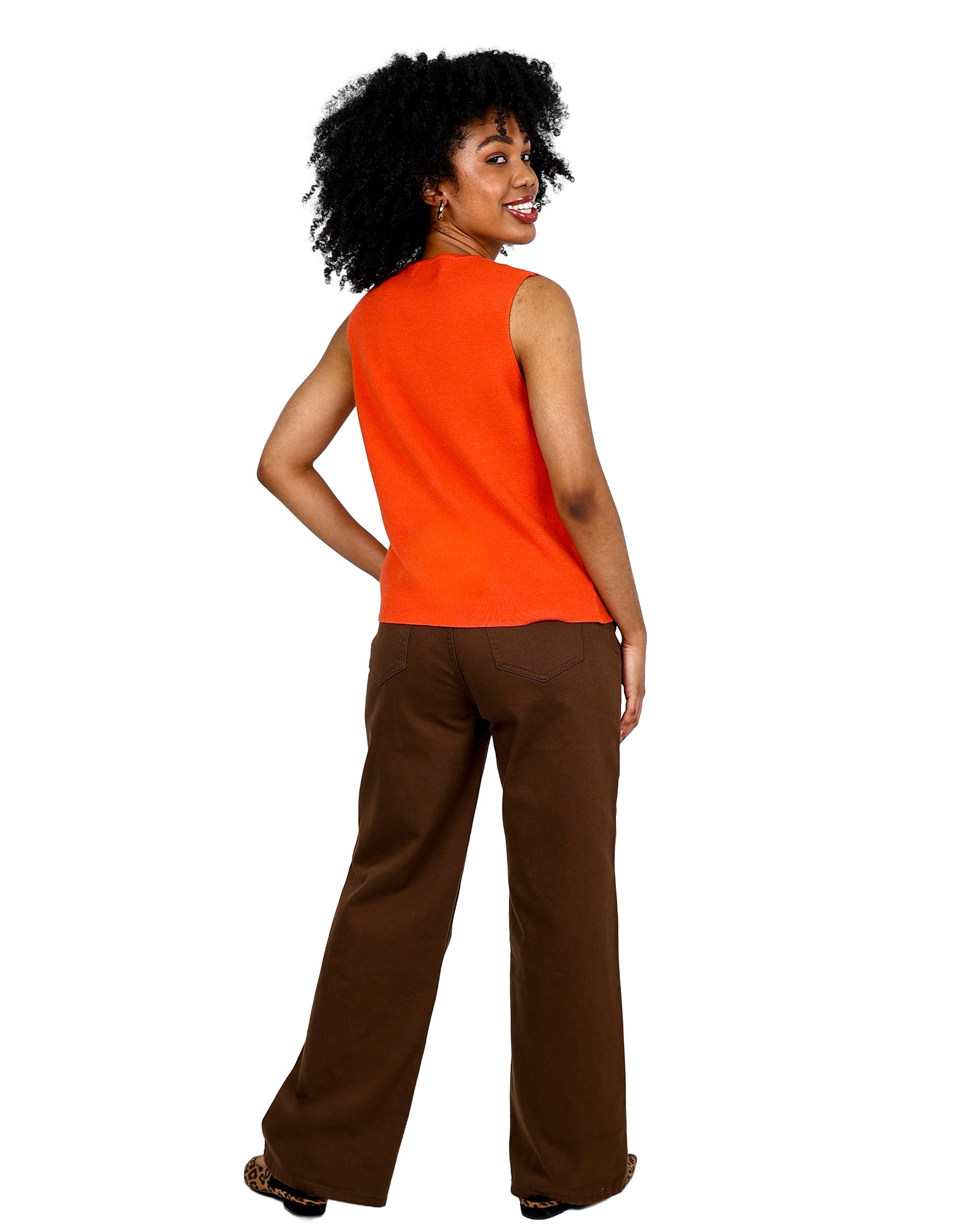 Orange Sleeveless Knitted Vest