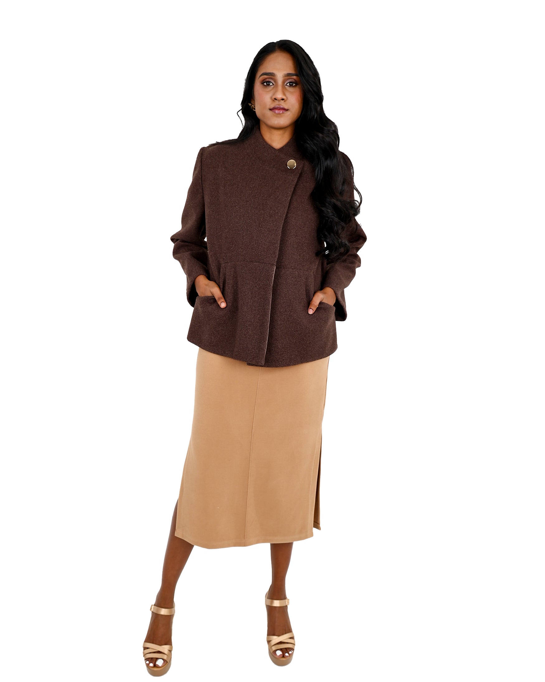 Melton Jacket with Detachable Shawl