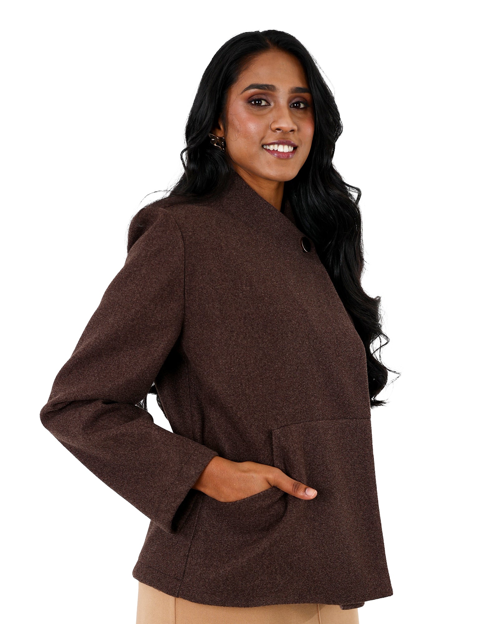 Melton Jacket with Detachable Shawl