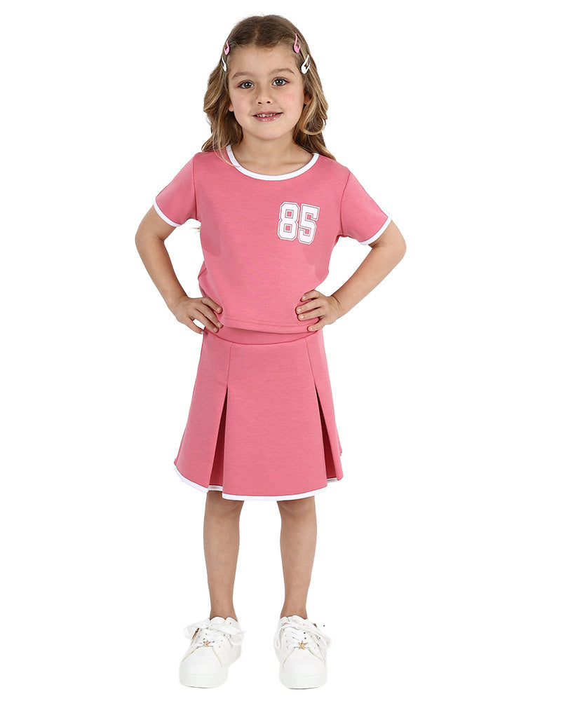 Short Sleeve Dusty Pink Ringer Crop T-Shirt