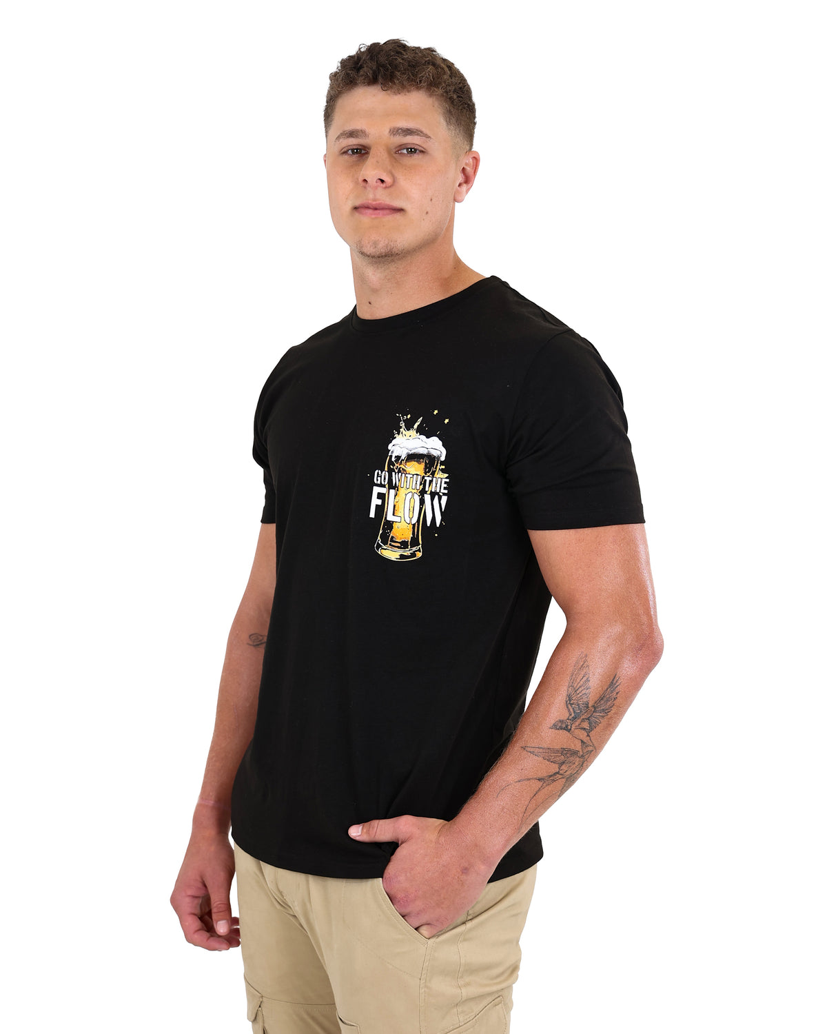 Short Sleeve Black Go With The Flow Graphic T-Shirt