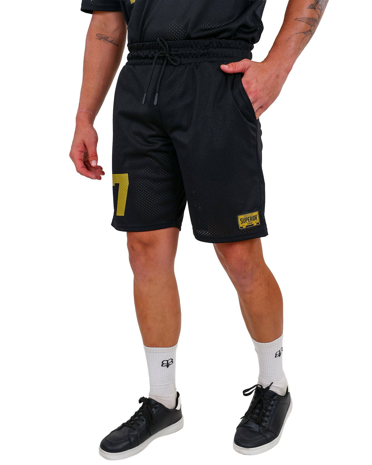 Black 17 Graphic Pull Up Birdseye Shorts