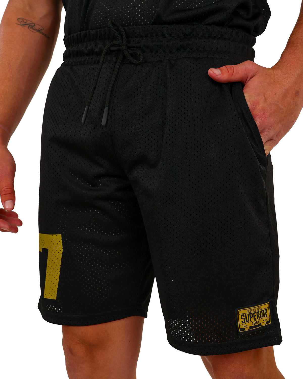 Black 17 Graphic Pull Up Birdseye Shorts