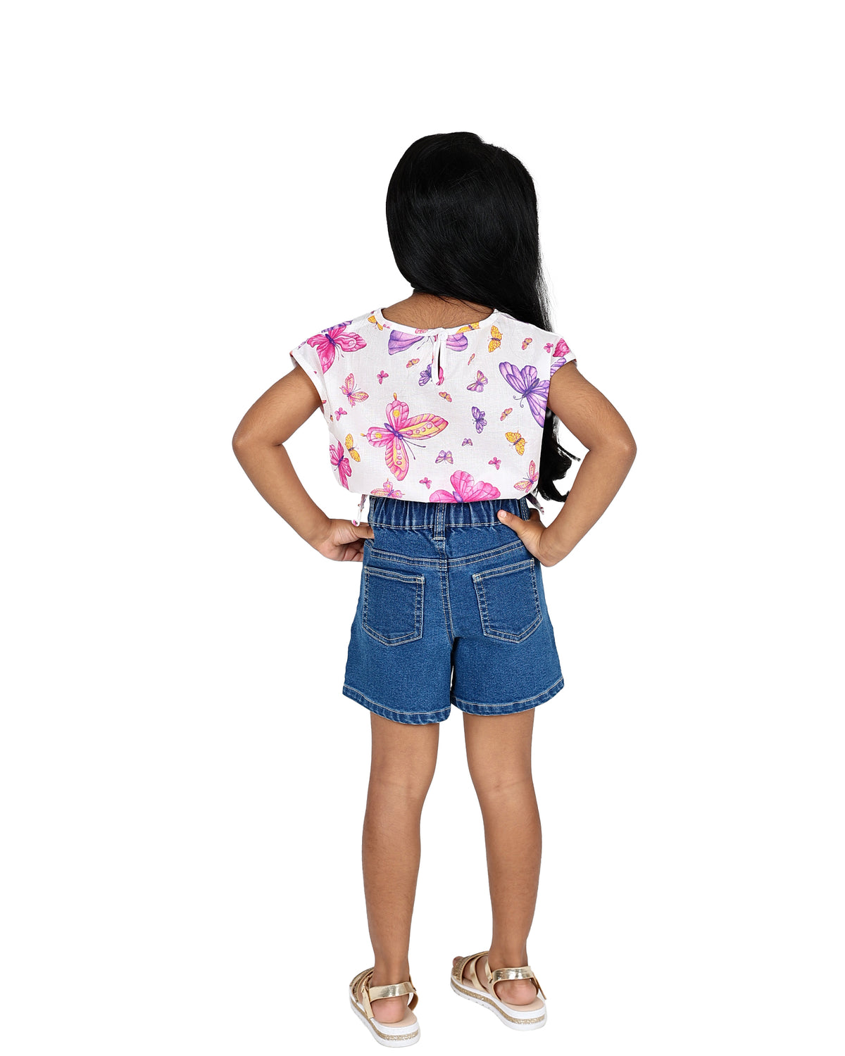Medium Indigo Cheer Graphic Denim Shorts