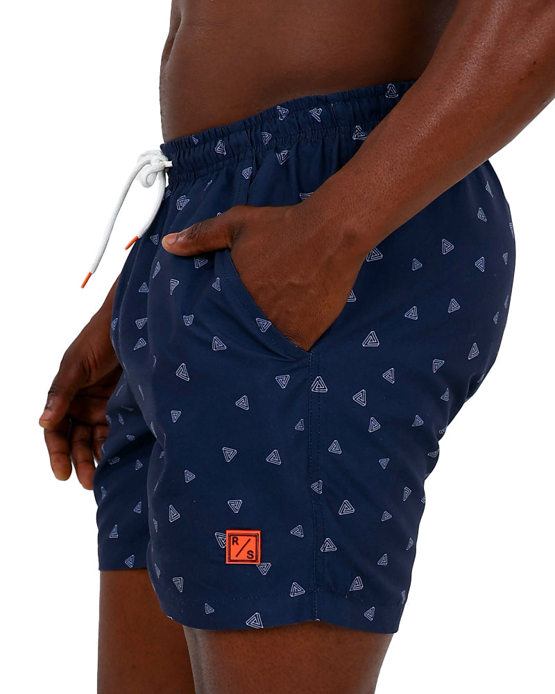 Blue Black Prisms Swim Shorts