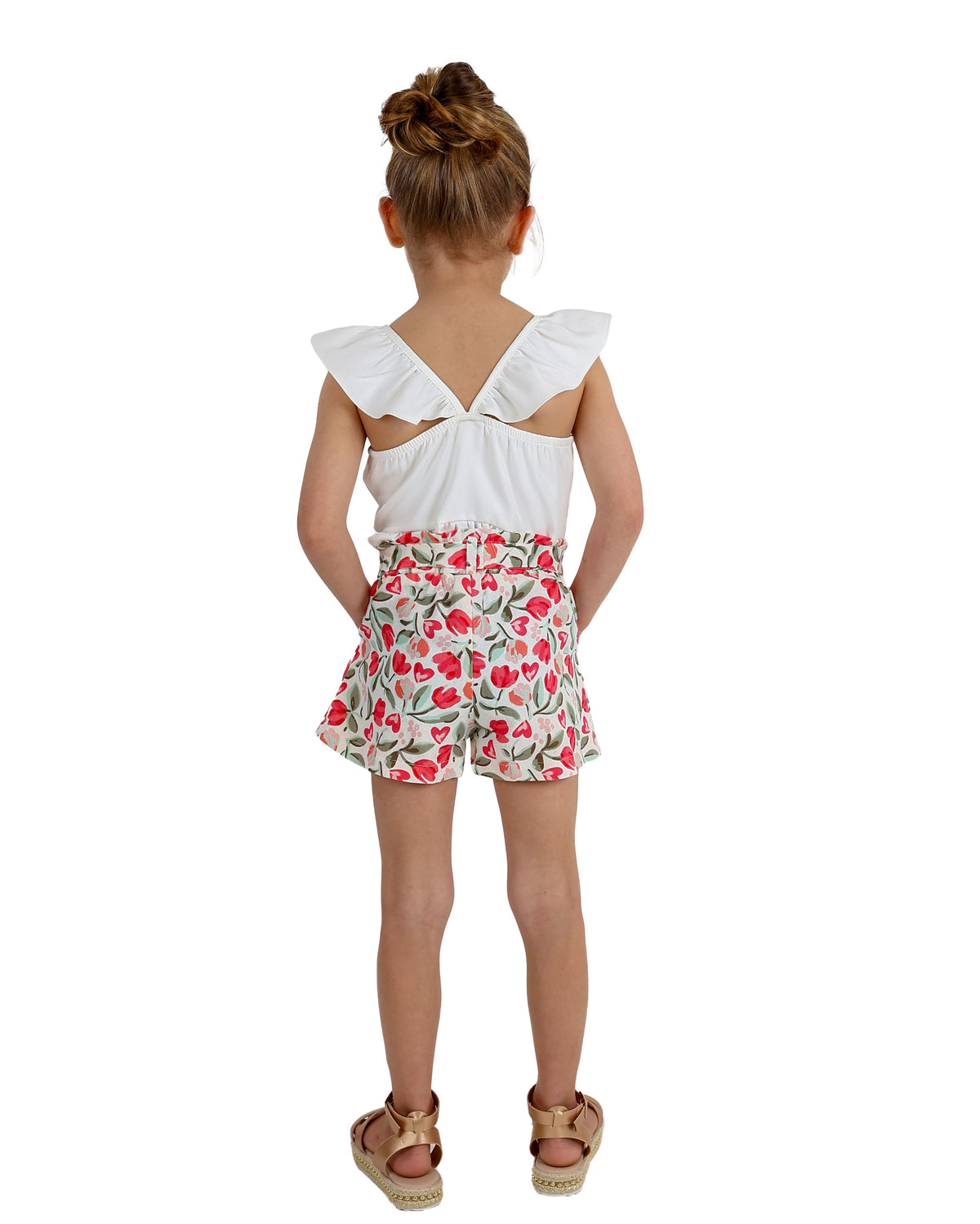 Floral Print Paperbag Shorts