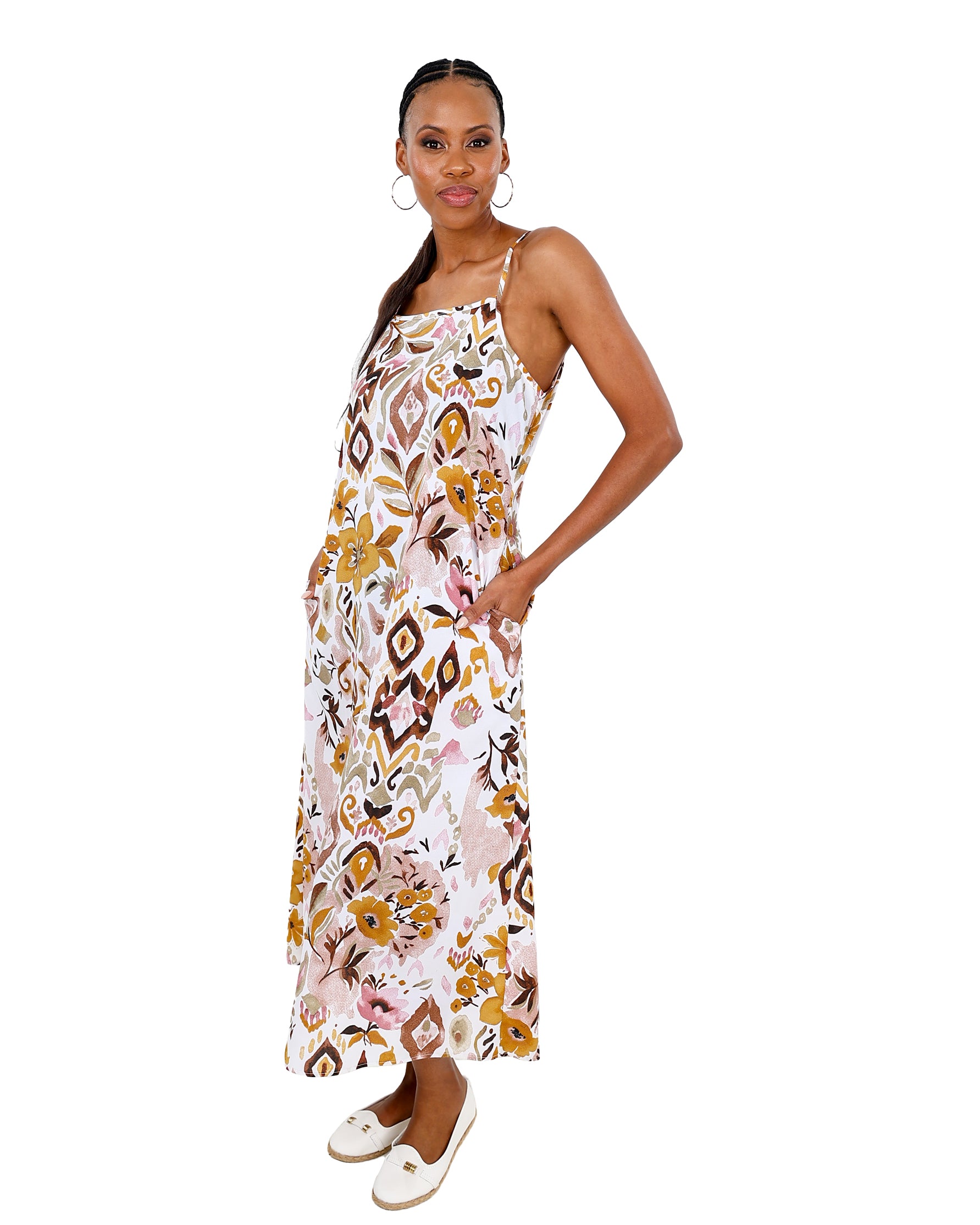 Printed Strappy Maxi Dress