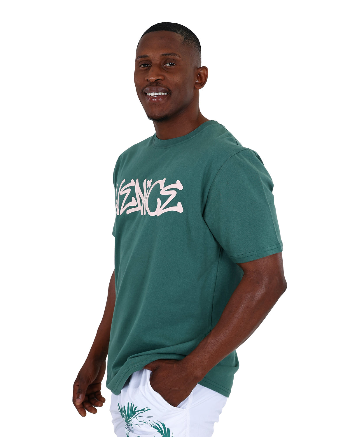 Short Sleeve Soft Green Venice Graphic T-Shirt