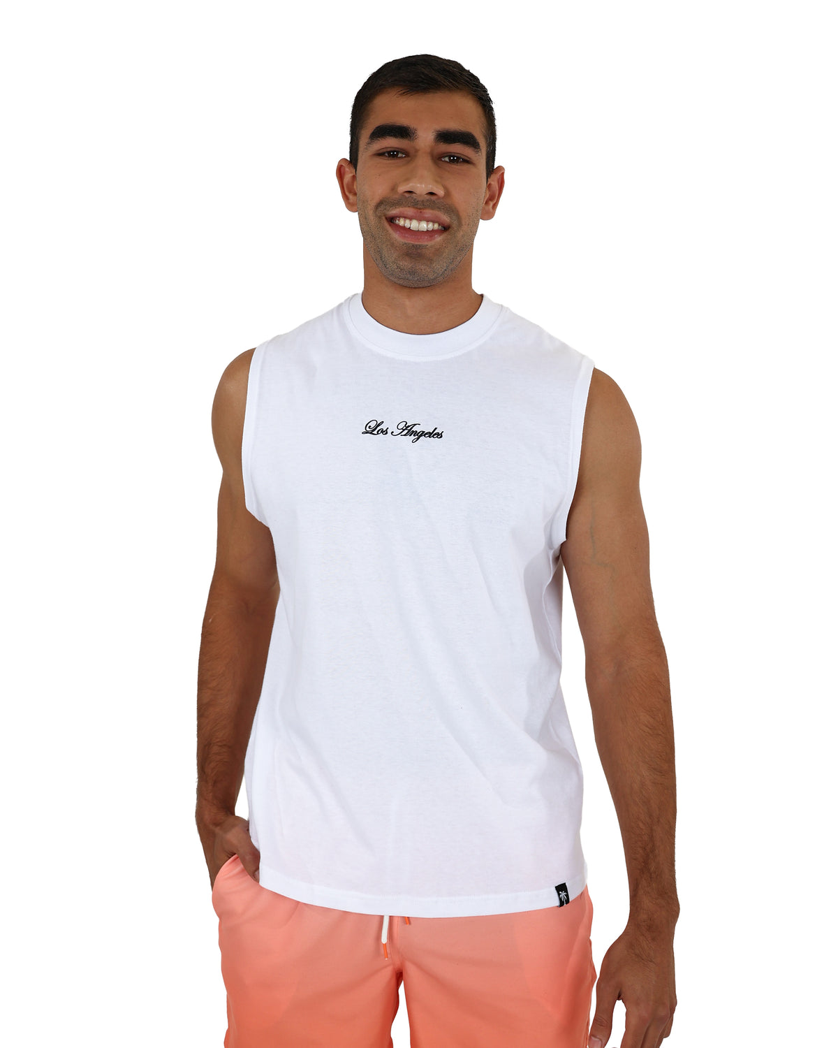 Sleeveless White LA Sunset Graphic Vest