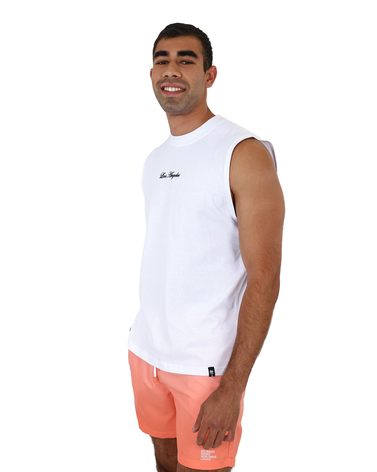 Sleeveless White LA Sunset Graphic Vest