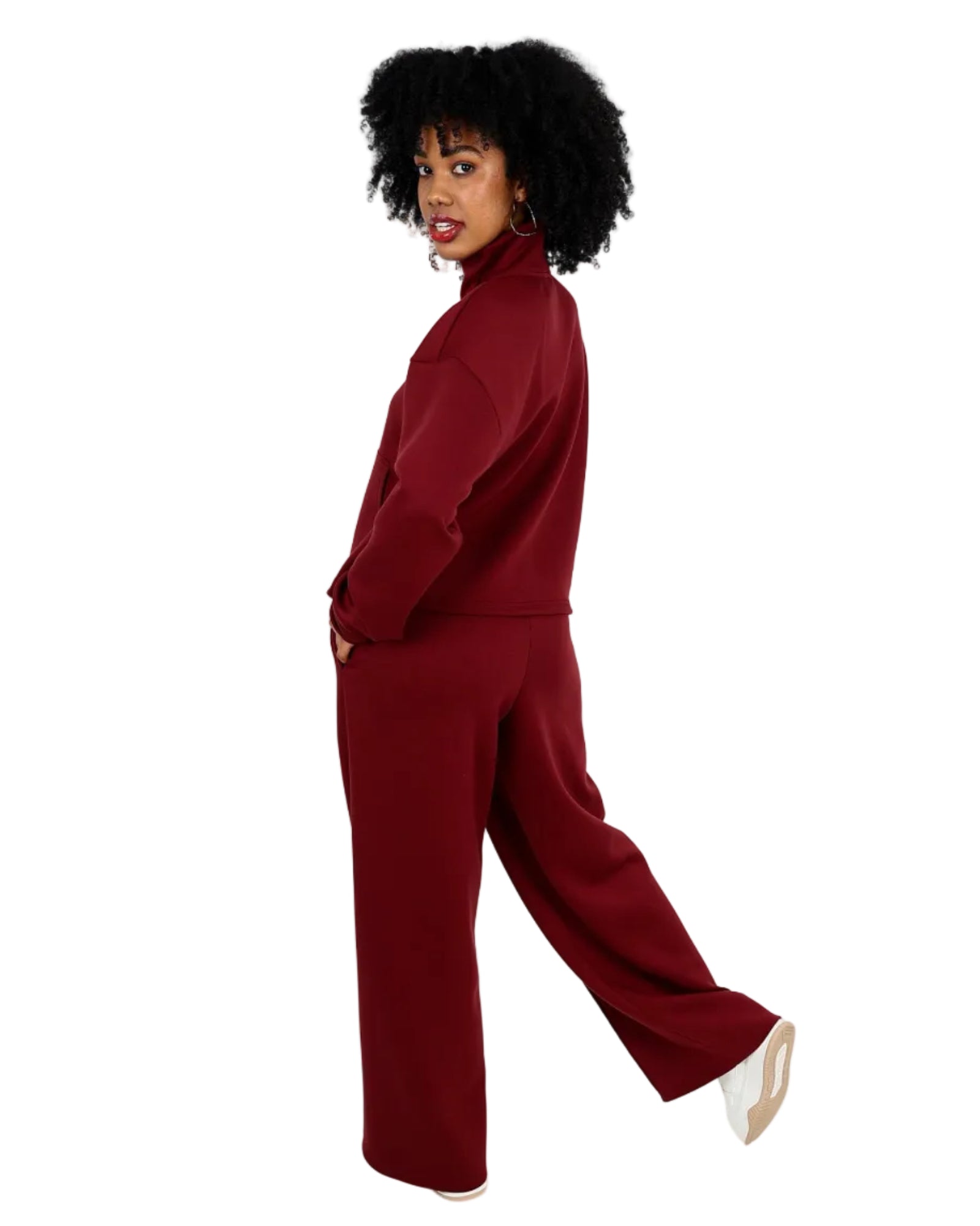Burgundy Wide Leg Soft Touch Active Bottoms