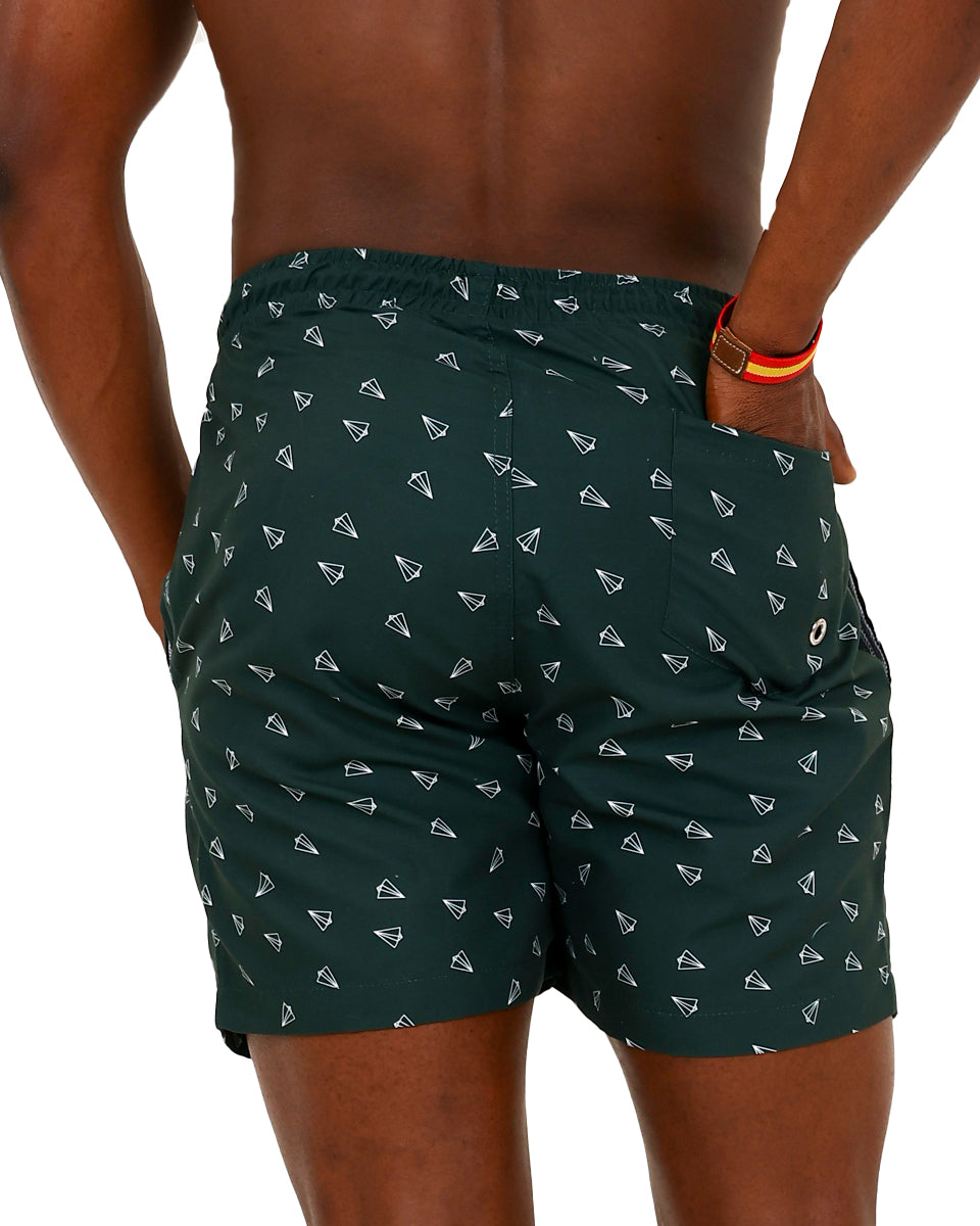 Green Paper Planes Swim Shorts