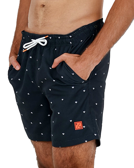 Black Clover Print Swim Shorts