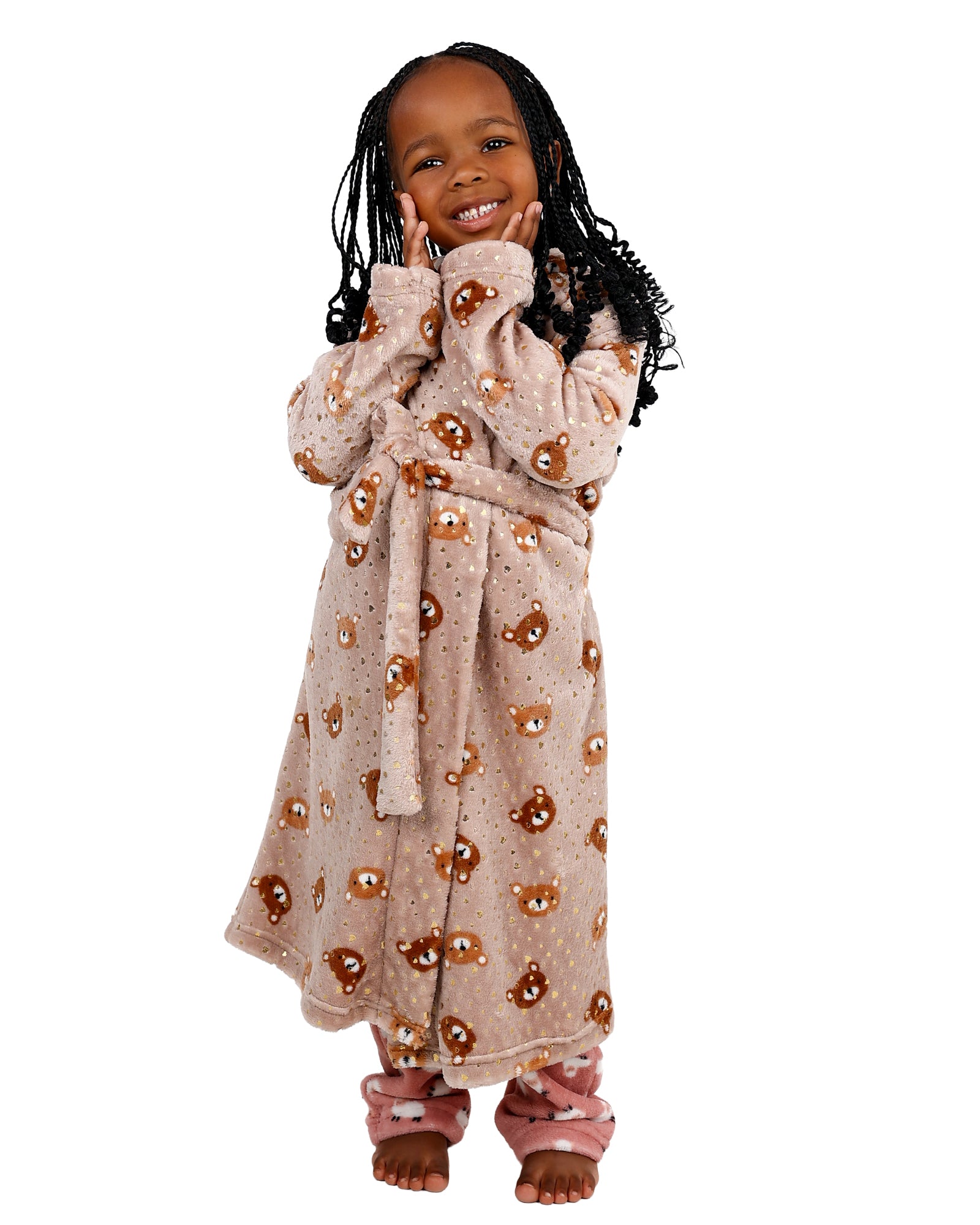 Stone Teddy Printed Fleece Hooded Gown