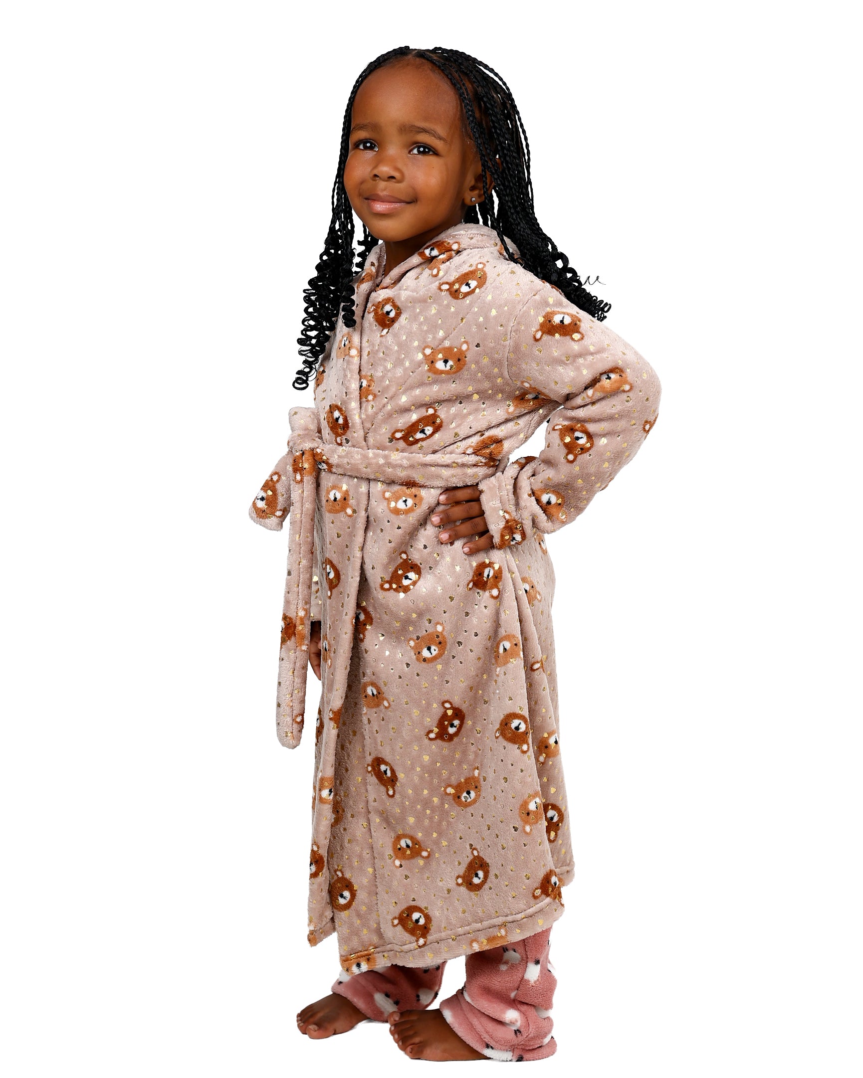 Stone Teddy Printed Fleece Hooded Gown
