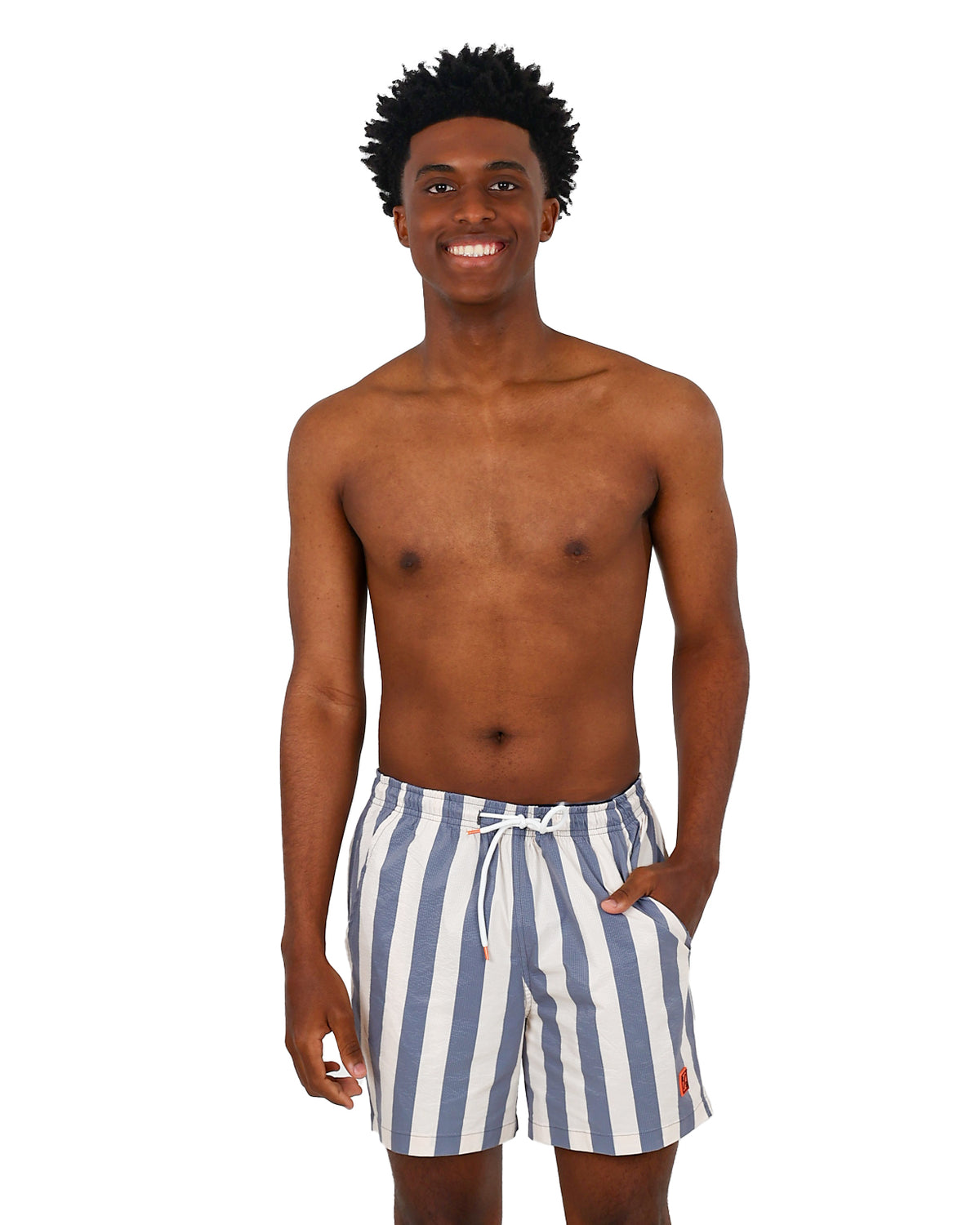 Blue Stripe Seersucker Swim Shorts