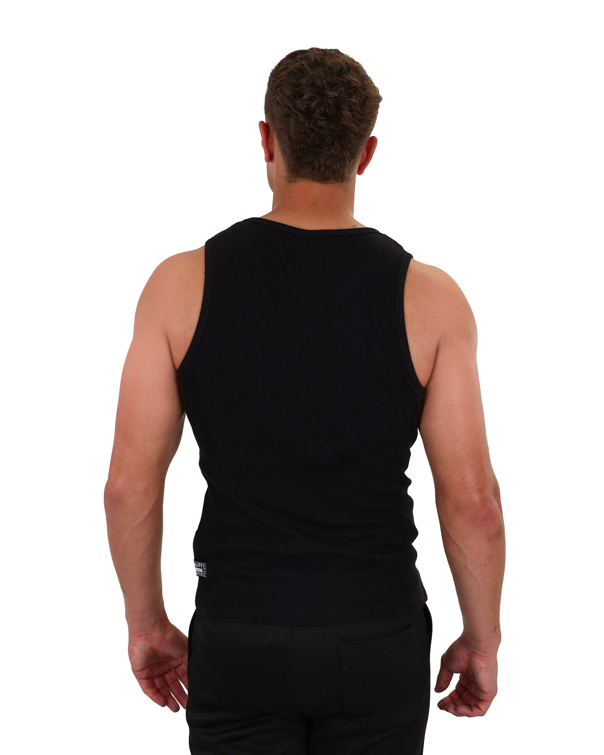 Sleeveless Black Rib Heavyweight Vest