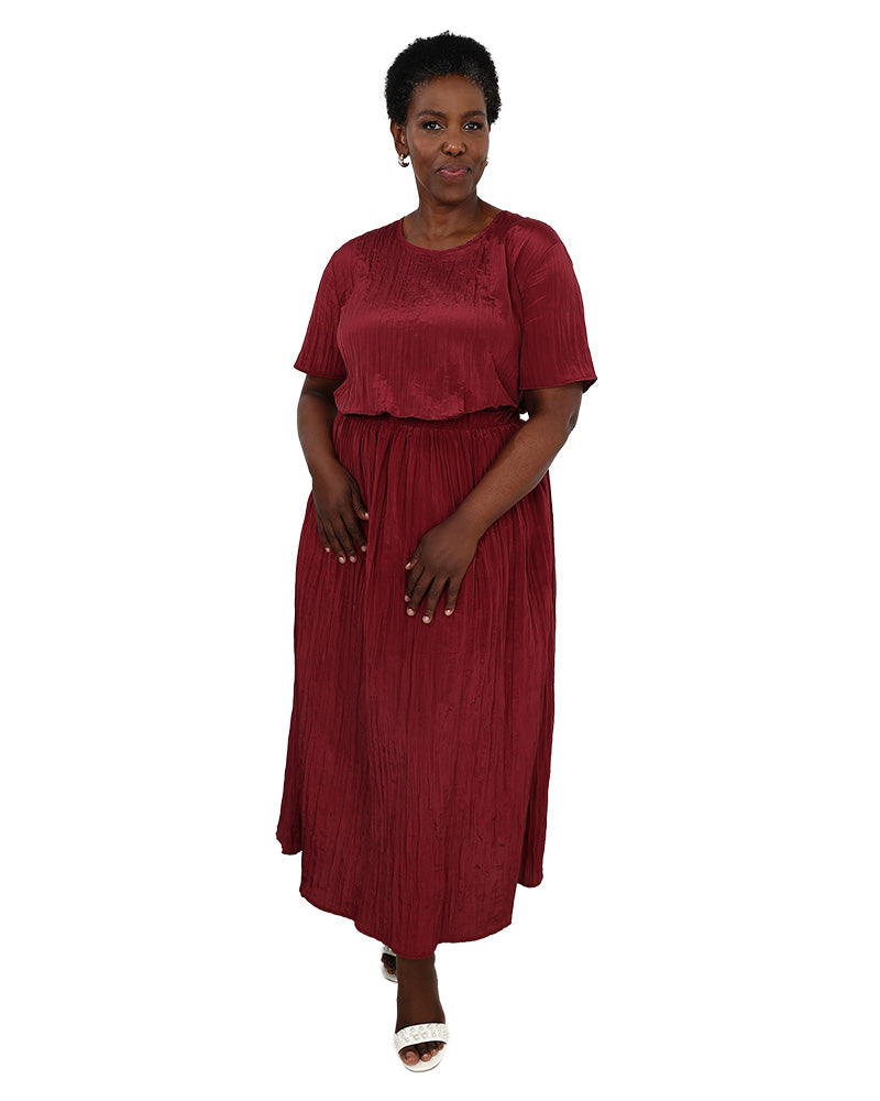 Grape Crinkle Pull-Up Maxi Skirt