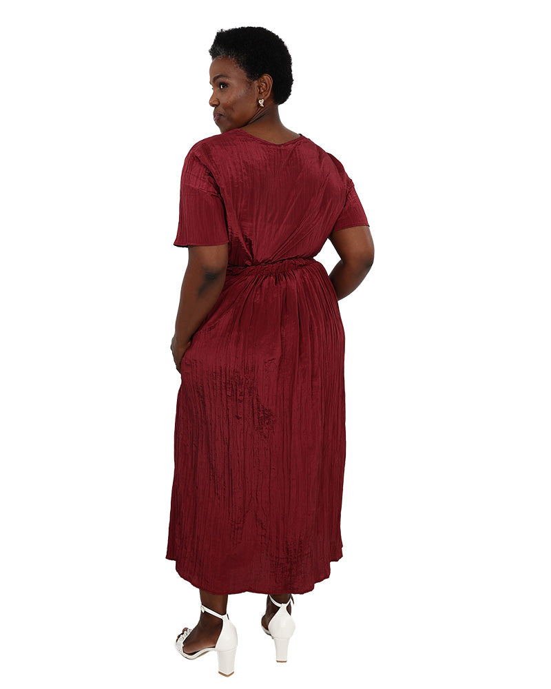 Grape Crinkle Pull-Up Maxi Skirt