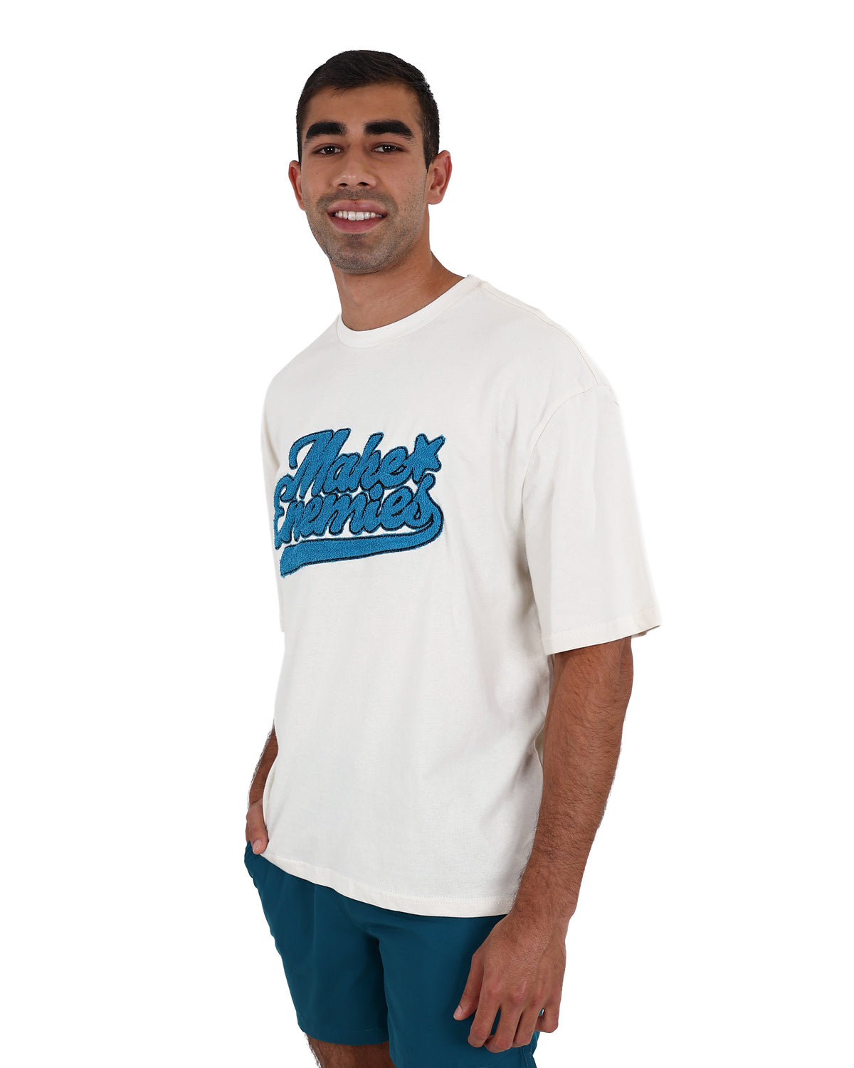 Short Sleeve "Make Enemies" Applique' Detail T-Shirt