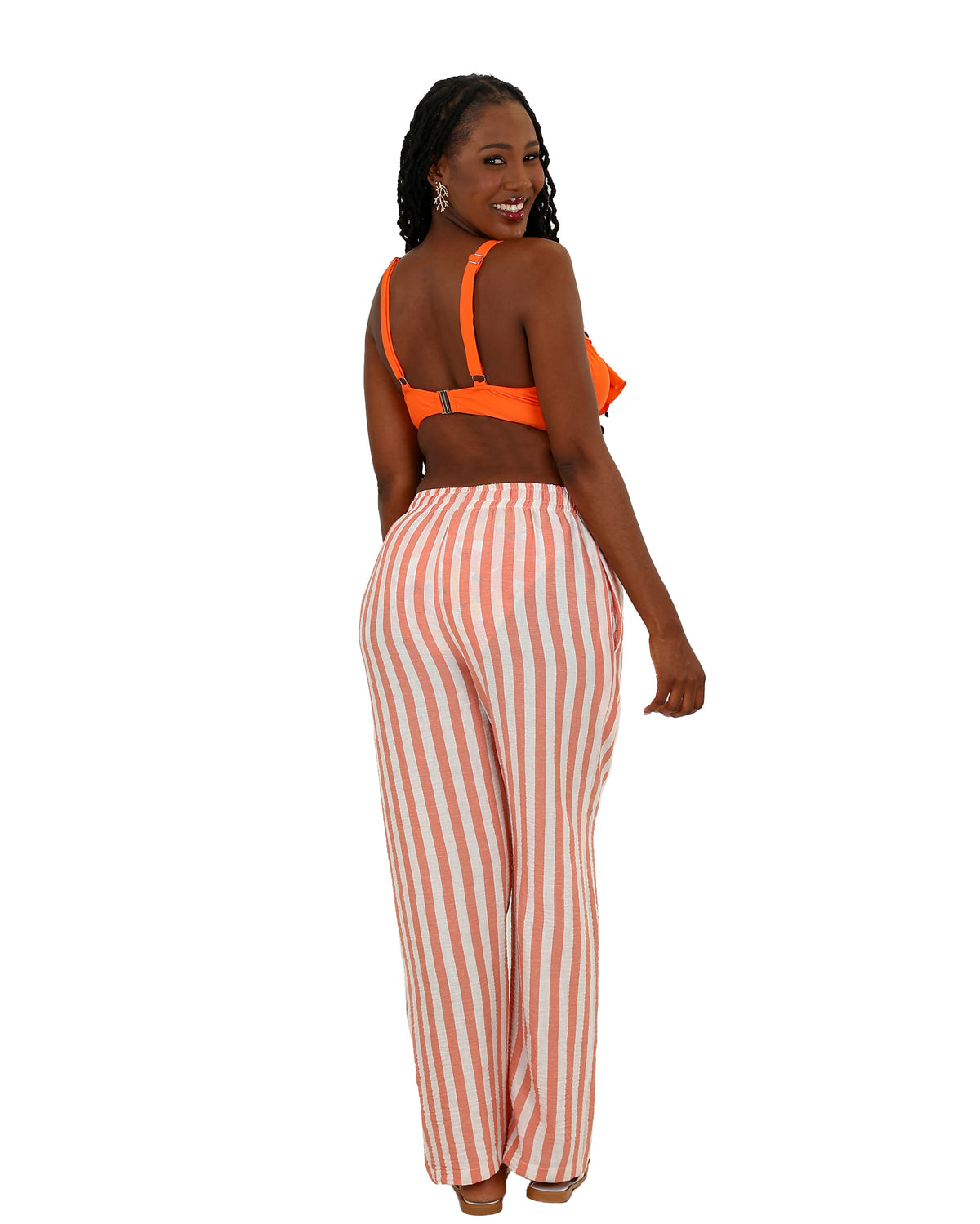Cream Striped Beach Pants