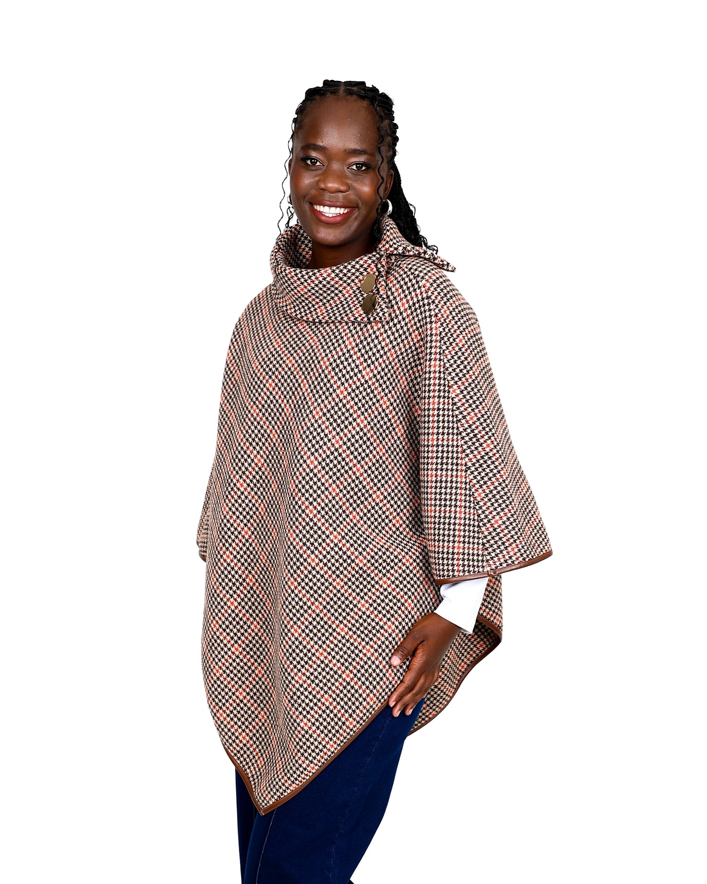 Chocolate Houndstooth Poncho