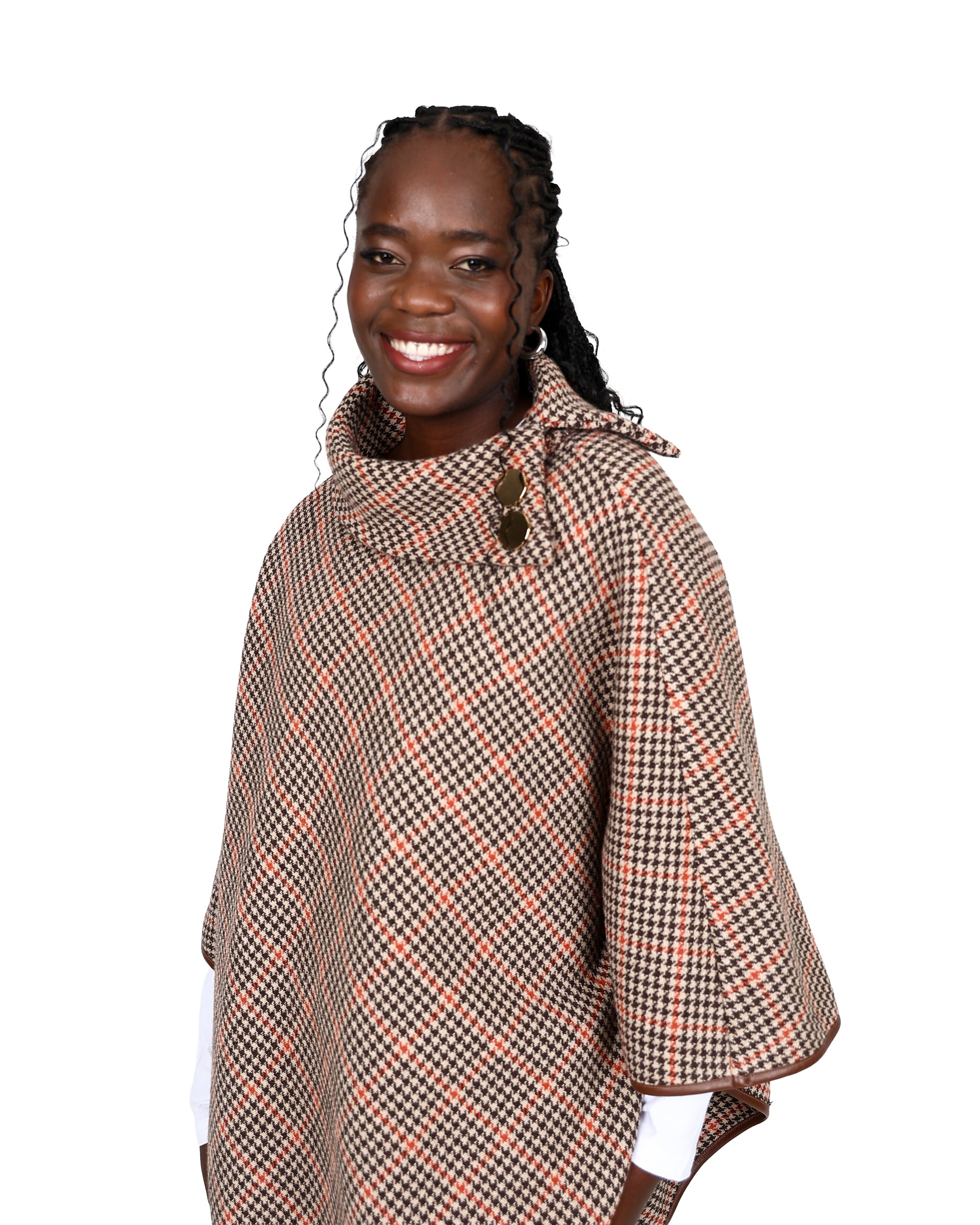 Chocolate Houndstooth Poncho