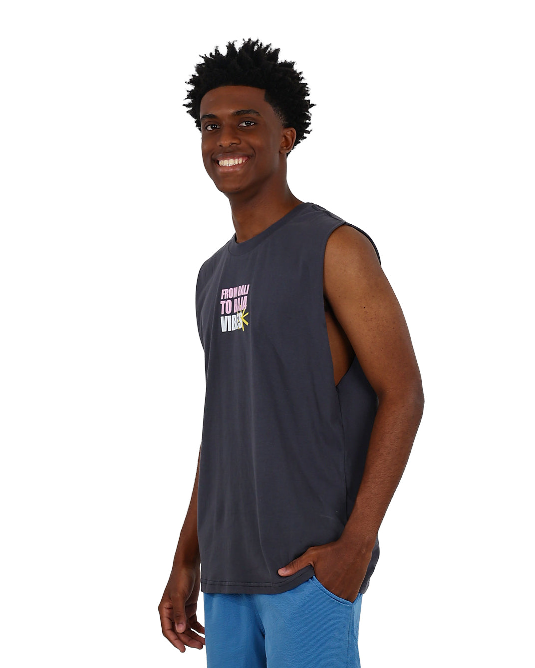 Sleeveless "From Bali To Baja" Graphic Print Vest