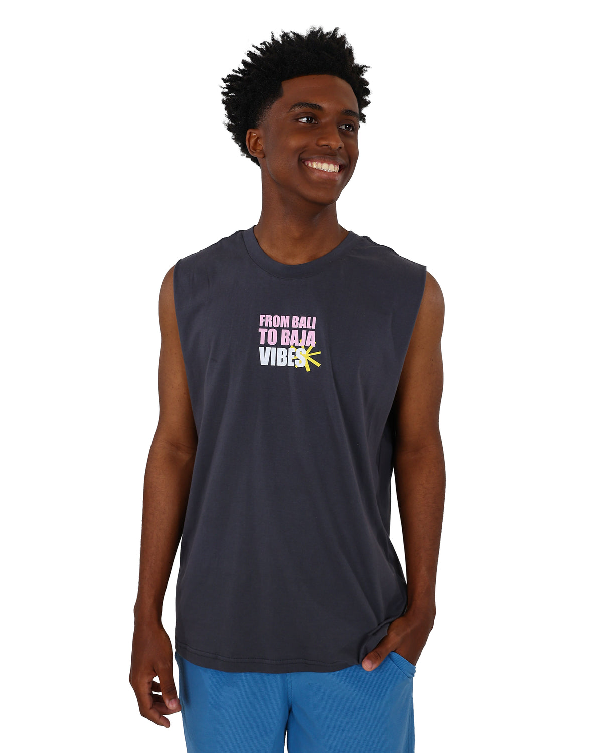 Sleeveless "From Bali To Baja" Graphic Print Vest