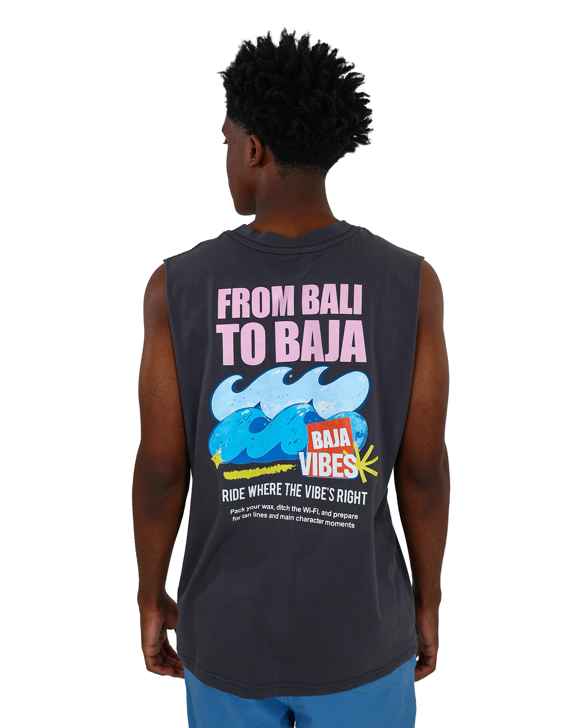 Sleeveless "From Bali To Baja" Graphic Print Vest