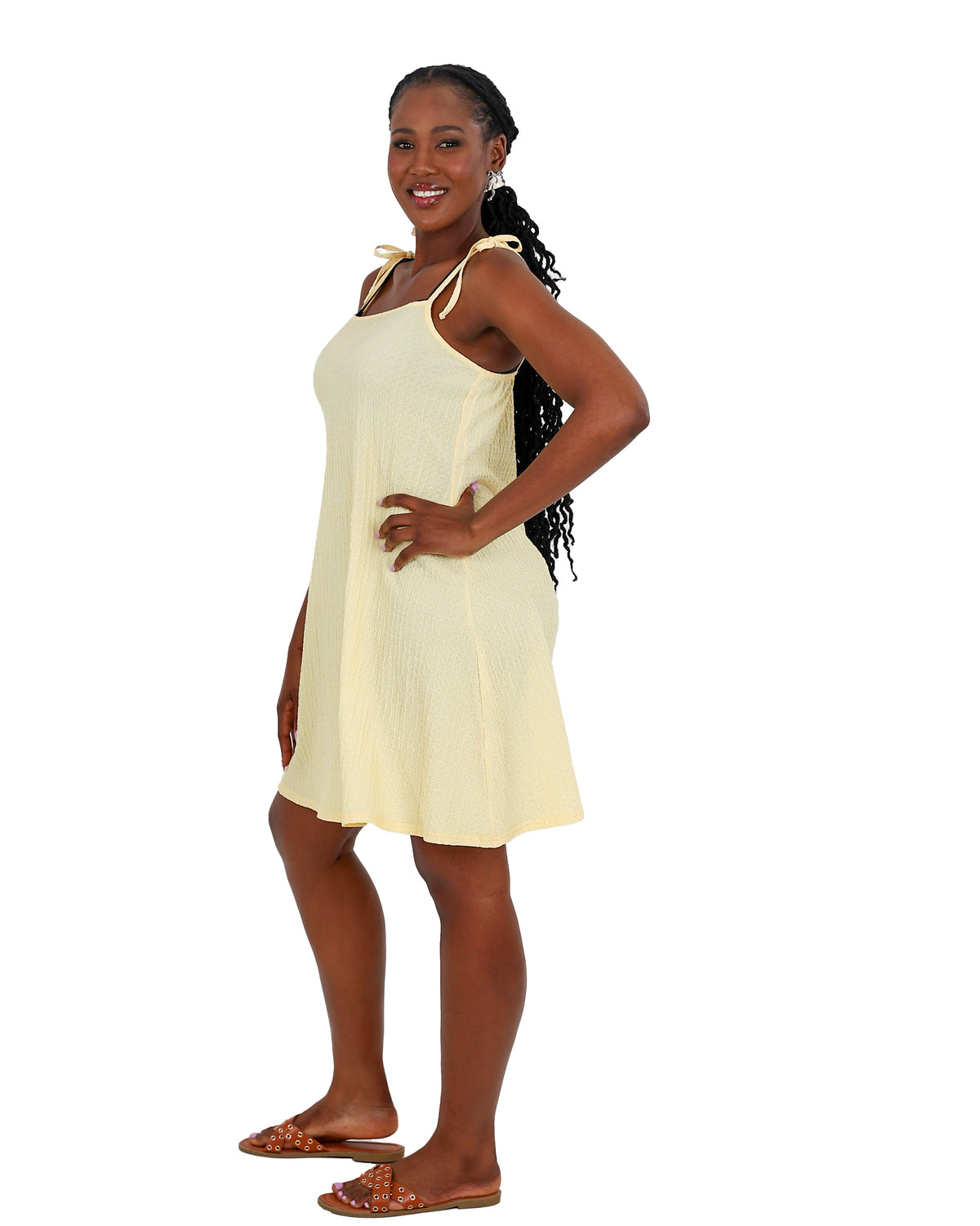 Strappy Yellow Swing Dress