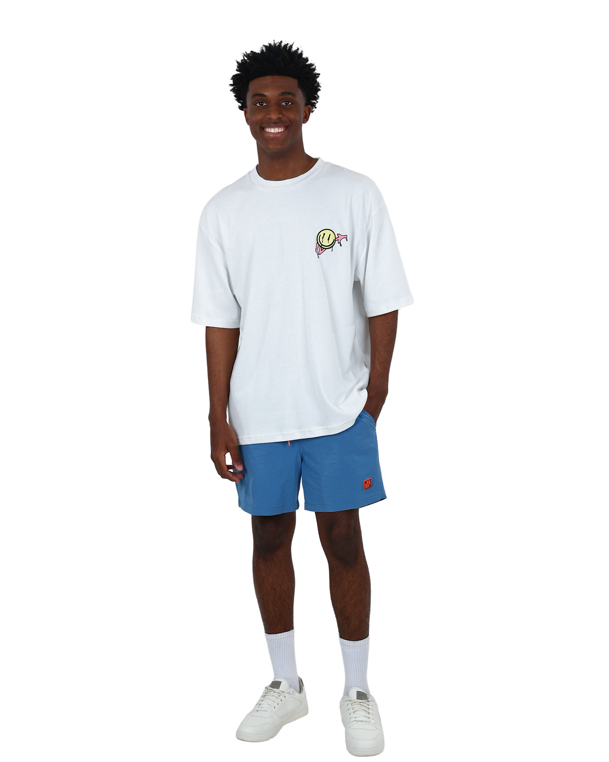 Short Sleeve "Put On A Happy Face" Graphic Print T-Shirt