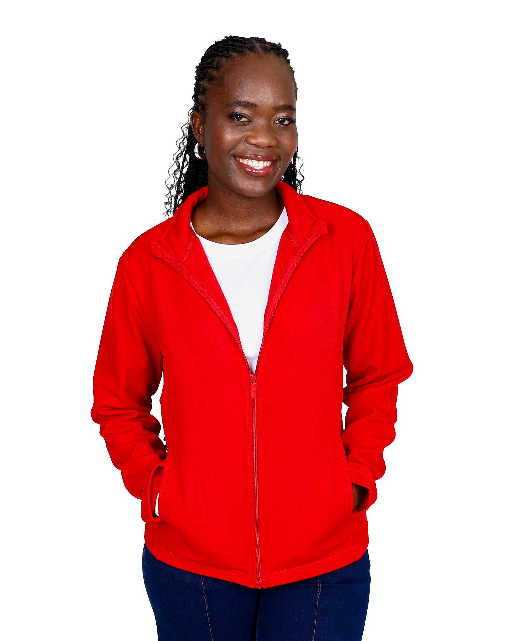 Red Bonded Zip-Through Jacket