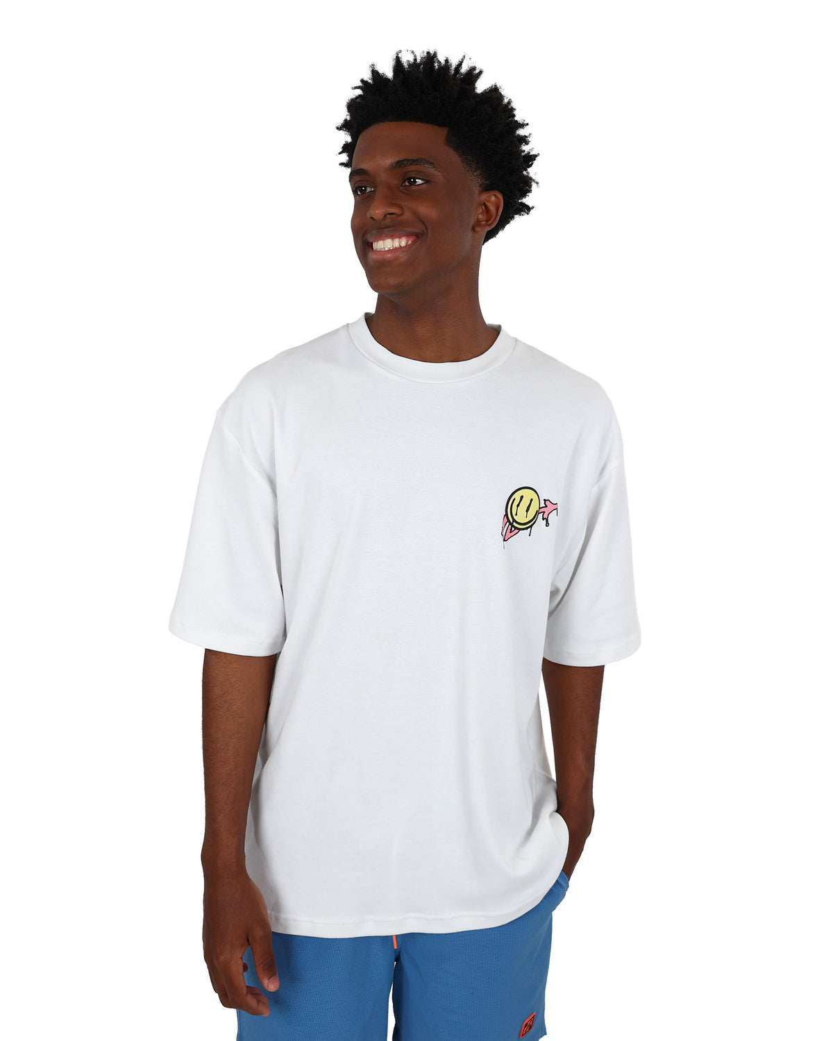 Short Sleeve "Put On A Happy Face" Graphic Print T-Shirt